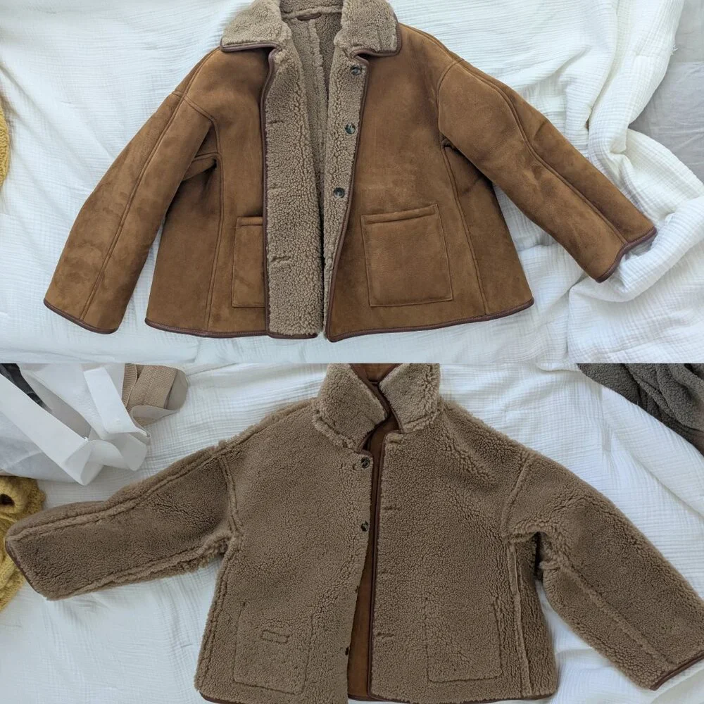 Cawley Avis British Sheepskin Jacket in Natural, Size M - Picture 7 of 10